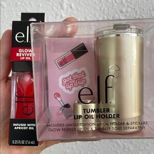 Elf tumbler lip oil holder and lip oil set